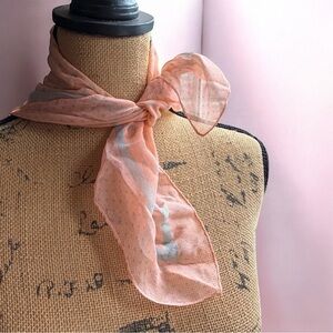 Elegant Peach Sheer polka dots Scarf real silk